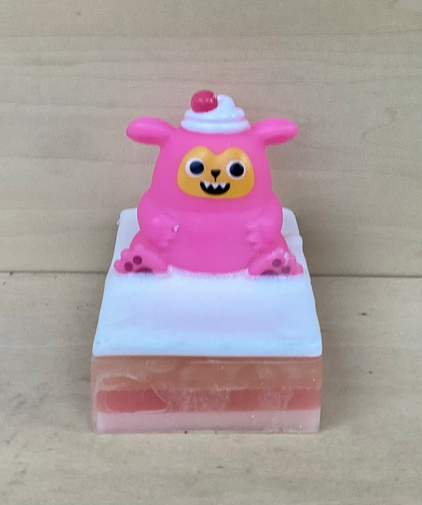 Pink Whipped Cream Loving Monster on Glow-in-the-Dark Bubble Gum Soap