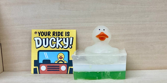 Glow-in-the-Dark Rubber Duck Soap with Jeep tag– Shea Butter & Glycerin Soap