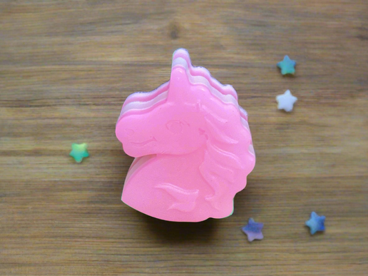 Glow in the Dark Unicorn Shaped Shea Butter and Glycerin Soap.