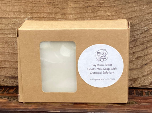 Bay Rum Scented Bar of Goats Milk Soap with Oatmeal Exfoliant