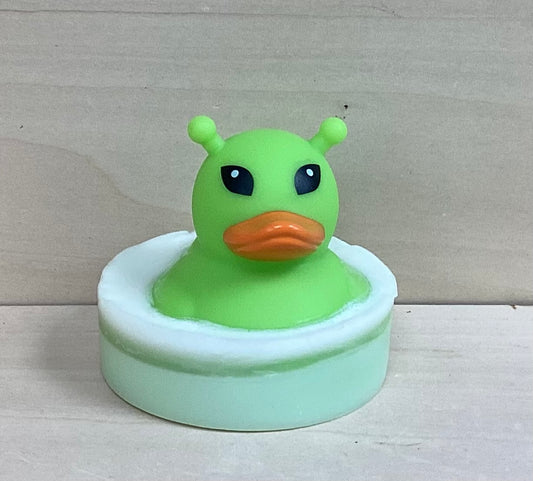 Sudsy, the Green Glow in the Duck Alien on Glow in the Dark  Soap, Fruit Loops Scented