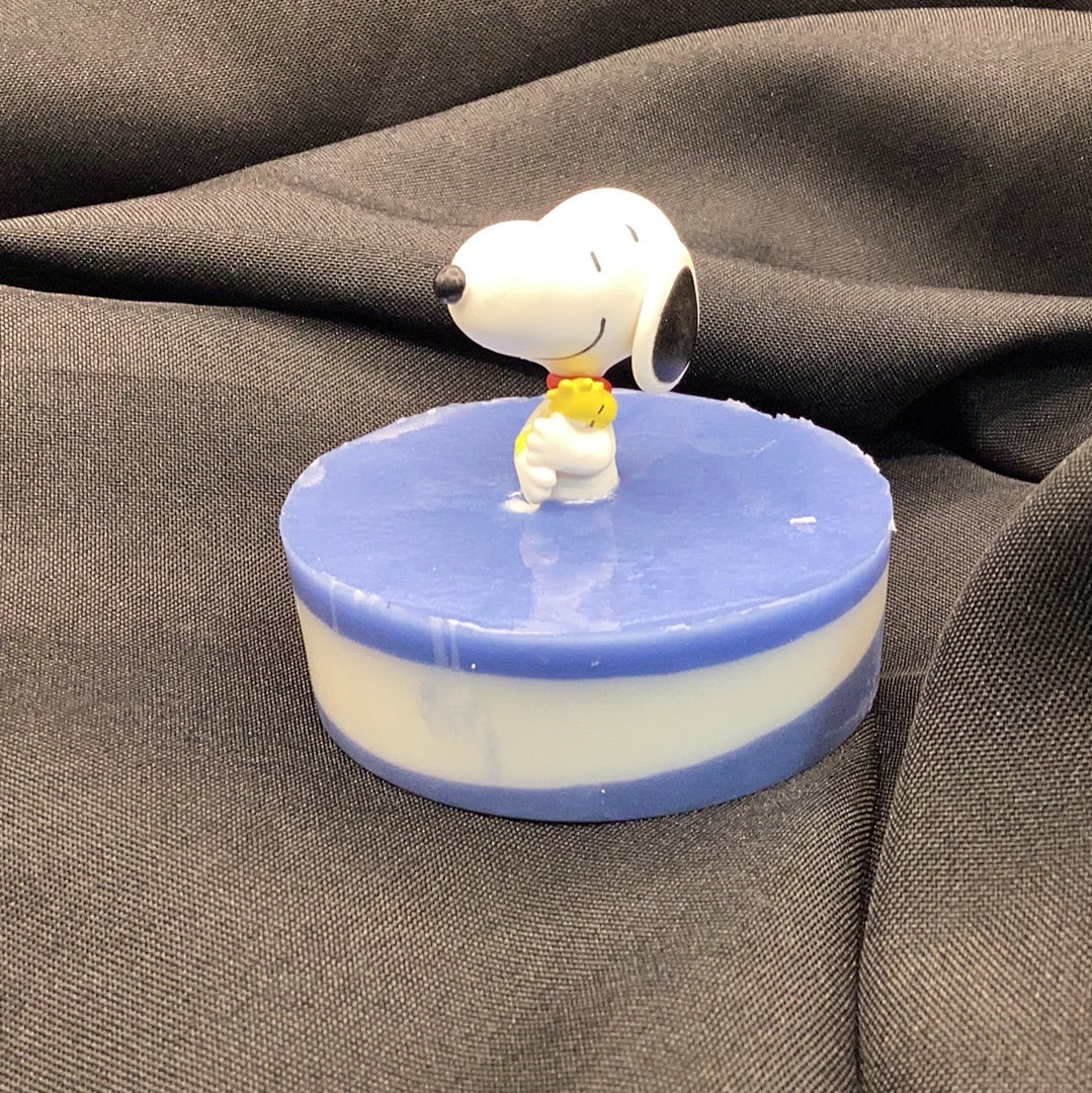 Snoopy Toy on a Bar of Bubble Gum scented Shea Butter and Glycerin Soap