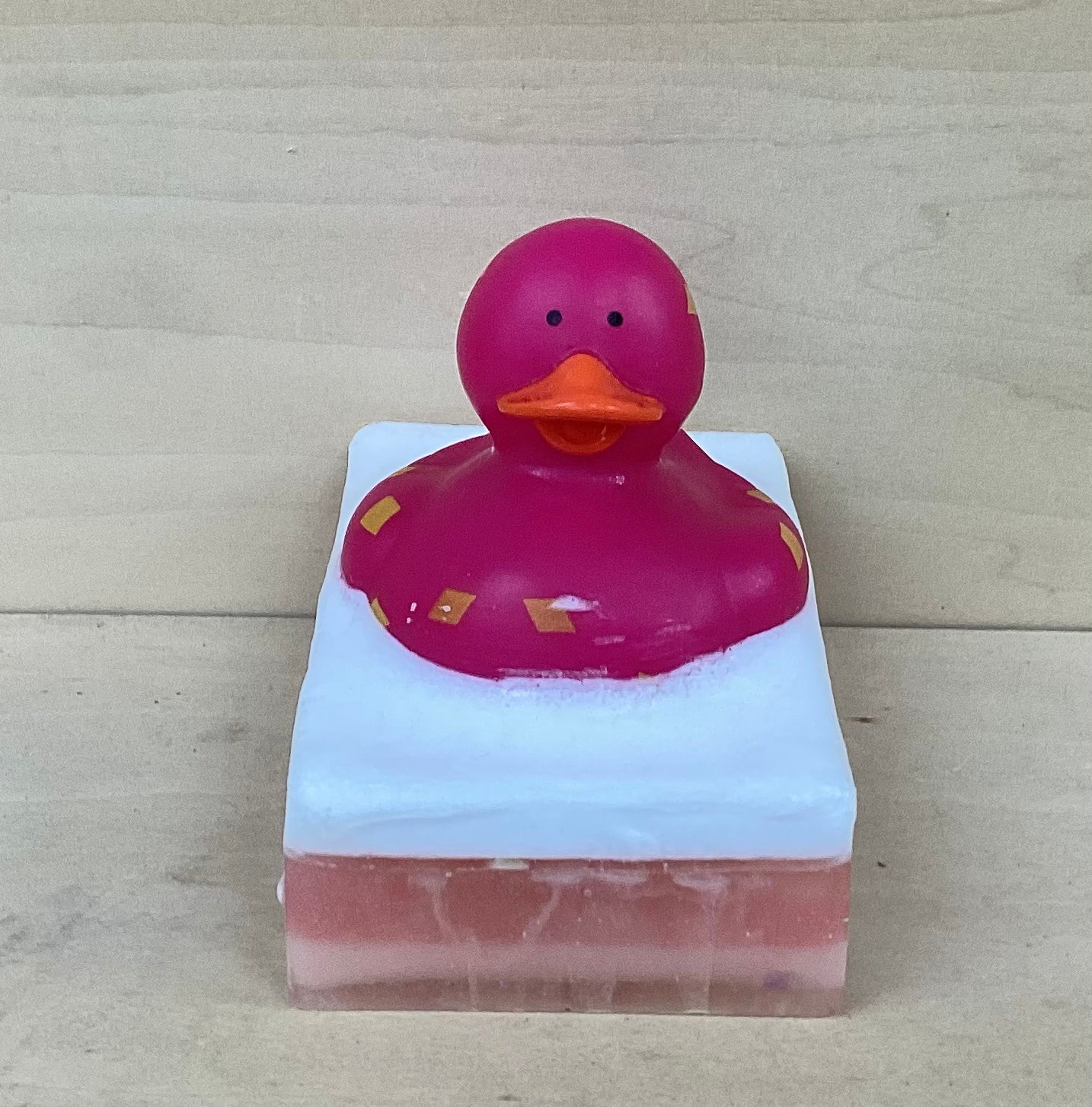 Pink Duck with Yellow Diamonds on Glow-in-the-Dark Bubble Gum Shea Butter & Glycerin Soap