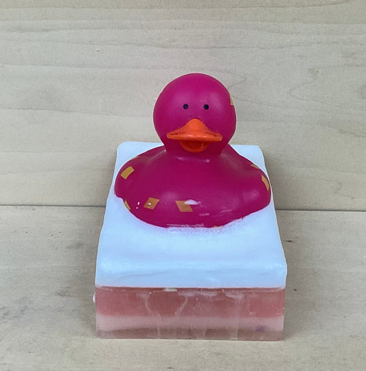 Pink Duck with Yellow Diamonds on Glow-in-the-Dark Bubble Gum Shea Butter & Glycerin Soap
