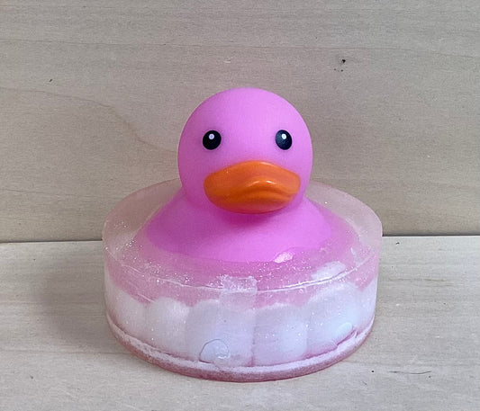 Pink Rubber Duck on Glow-in-the-Dark Bubble Gum Glycerin Soap