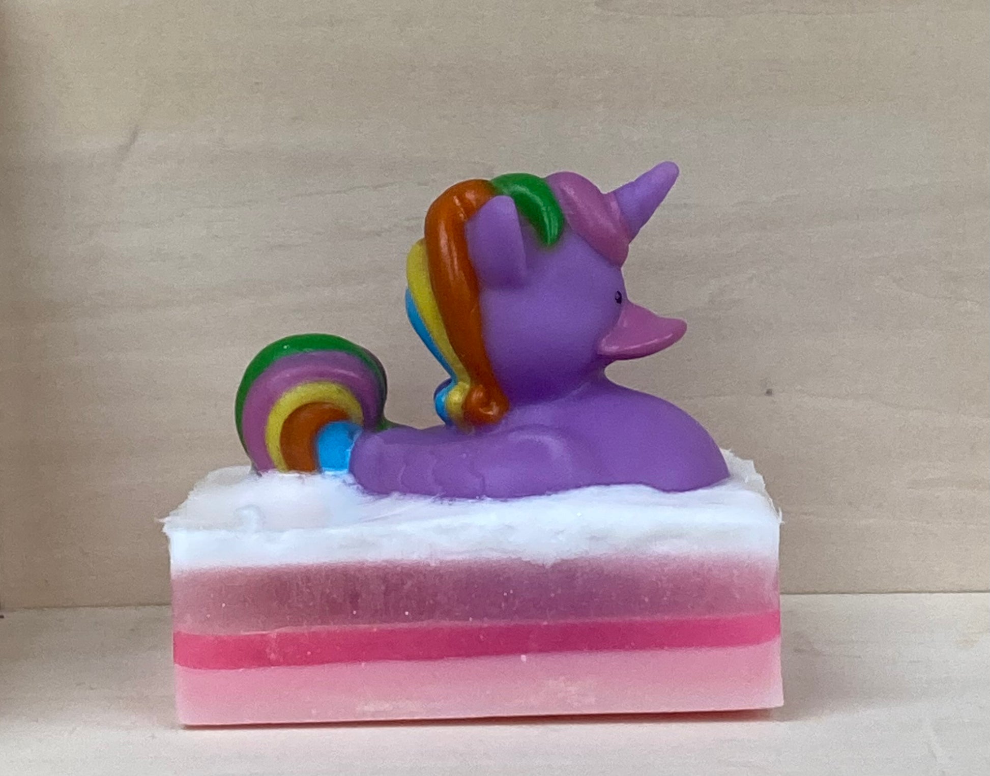 Unicorn Rubber Duck on Glow-in-the-Dark Bubble Gum Shea Butter & Glycerin Soap

Bath Time Just Got a Little More Enchanting!

Price: $10

Description:
Turn every bath into a sparkly magical moment with our Unicorn Rubber Duck Soap! Made with moisturizing shea butter and glycerin, this pink, glow-in-the-dark soap is infused with a sweet Bubble Gum scent and topped with an adorable unicorn rubber duck.

Features:

Unicorn Rubber Duck Toy: Each soap comes with a whimsical unicorn duck available in four enchant