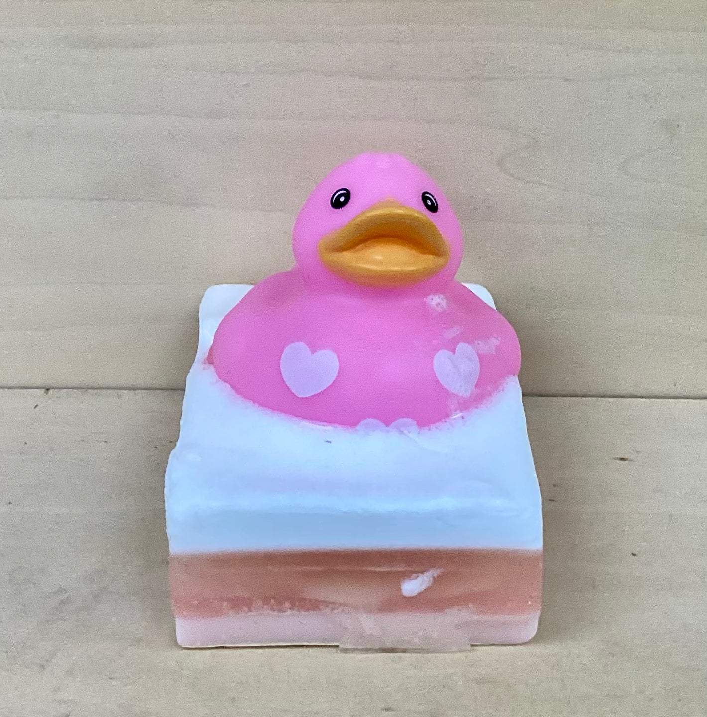 Pink Heart Rubber Duck on Glow-in-the-Dark Bubble Gum Shea Butter & Glycerin Soap