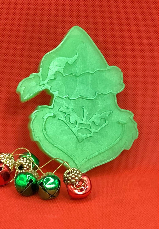 Grinch Shaped  Peppermint Scented Glycerin Soap.