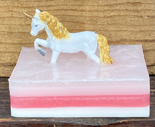 Unicorn Toy on a Bar of Glycerin Soap