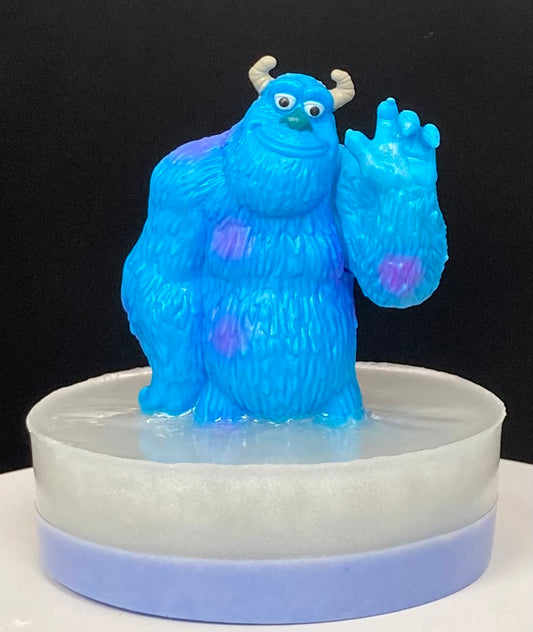 Sully Toy on a Bar of Shea Butter and Glycerin Soap