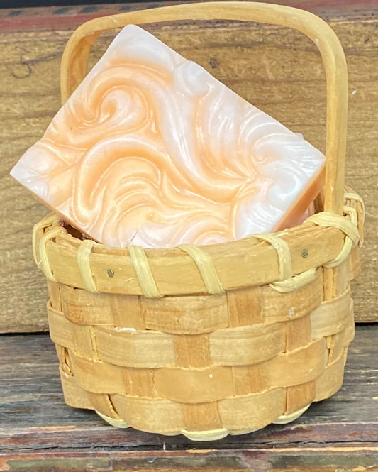 Oragne and white bar of Pumpkin Spice scented shea butter and glycerin soap
